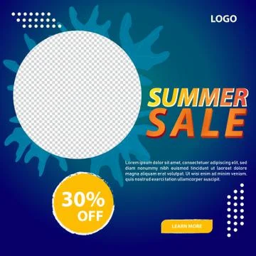 Summer Sales E-commerce Social Media Template Design, Vector Social Media Banner Illustrazione stock