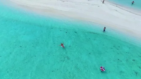 Summer with Sand bank while relaxing on vacation as white sand beach  Video stock 241079448