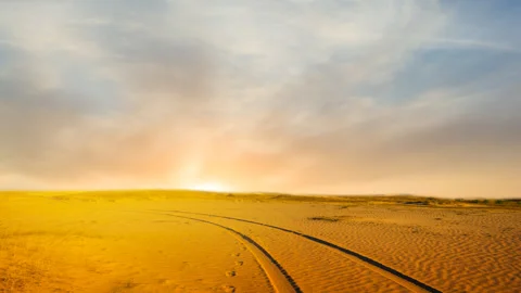 Summer sand desert at the sunset Stock Footage 329178723