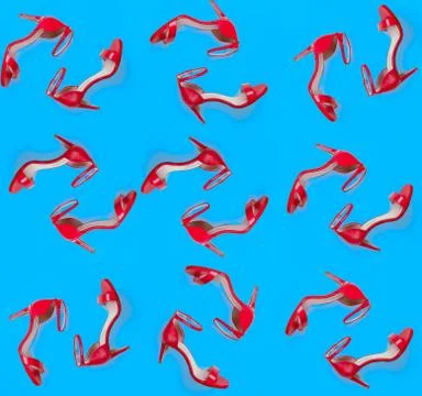 Summer Sandals pattern on blue background top view, flat lay, fashion Stock Illustration