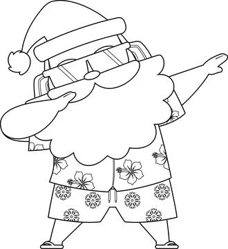 Summer Santa Claus Doing Dab Pose In Hawaiian Shirt Stock Illustration