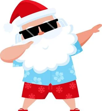 Summer Santa Claus Doing Dab Pose In Hawaiian Shirt Stock-Illustration