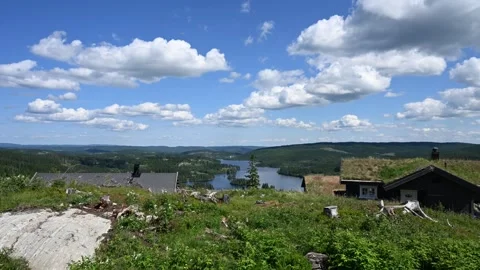 Summer Scattered Cloud Timelapse over Norwegian lake using Nikon Z8 Stock Footage 244672872