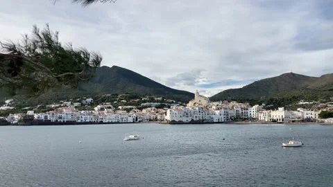 Summer scene of bay town of Cadaques in Spain. Beautiful white city. 4K UHD Stock Footage 156337797