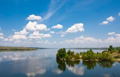 Summer scene on river 스톡 사진