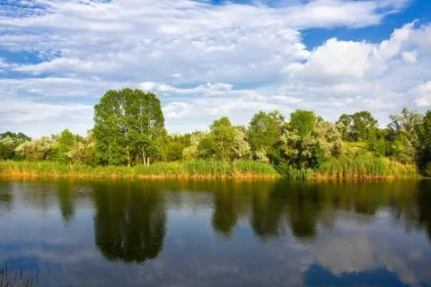 Summer scene on river Stock Photos
