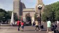 Summer scenery in Washington Square Park NYC, tilt down 4k or 4k+ Resolution