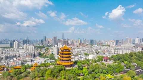 Summer scenery of Yellow Crane Tower Park in Wuhan Stock Footage 292630686