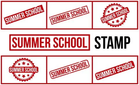 Summer School Rubber Stamp Set Vector Stock Illustration