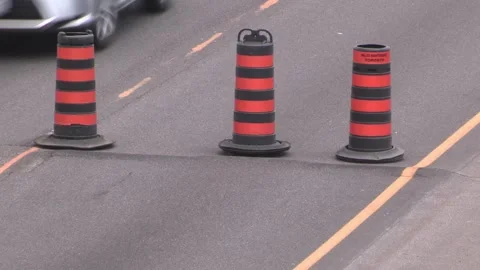 Summer scorching heat wave causes highway pavement to buckle in Toronto Stock Footage 247227104