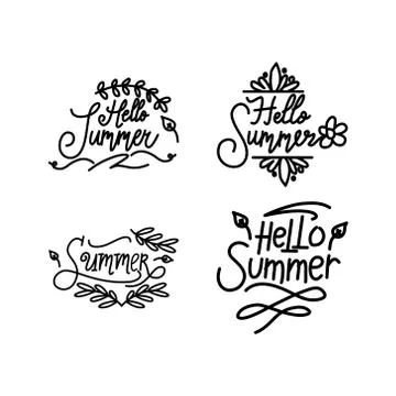 Summer Script Text Template Vector 스톡 일러스트