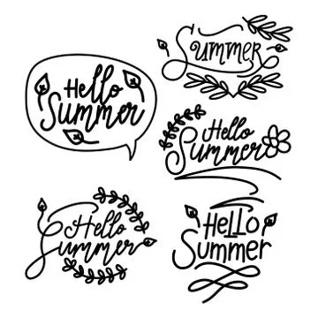 Summer Script Text Template Vector Stock Illustration