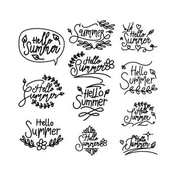 Summer Script Text Template Vector 스톡 일러스트