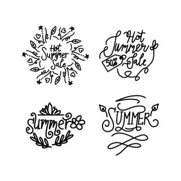 Summer Script Text Template Vector 스톡 일러스트