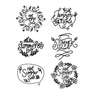 Summer Script Text Template Vector Stock Illustration