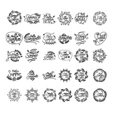 Summer Script Text Template Vector Stock Illustration