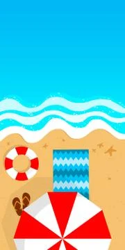 Summer sea and beach. Vector illustration Illustrazione stock