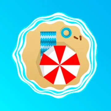 Summer sea and beach. Vector illustration Stock Illustration