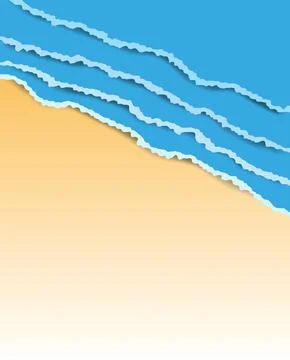 Summer sea smooth background with waves in paper cut out style with blank spa 스톡 일러스트