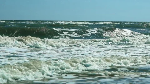 The Summer Sea Storm Wave Strikes the Coast Video stock 78612372