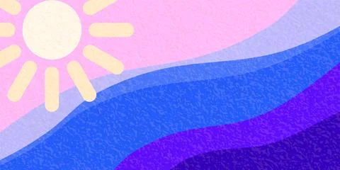 Summer sea sun vector background. Abstract sunset illustration with textured  Stock Illustration