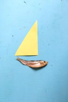 Summer, sea, yacht concept. Sun dried fish. Soft focus Stock Photos