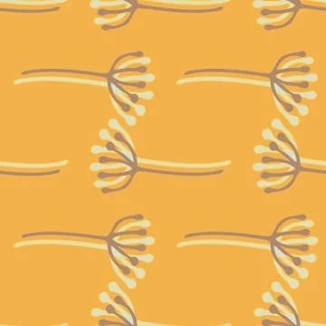 Summer seamless botanic pattern with dandelion flowers. Floral elements in bl 스톡 일러스트