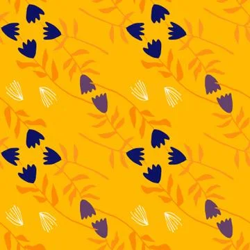 Summer seamless bright pattern with flower elements. Yellow background with n Stockillustratie