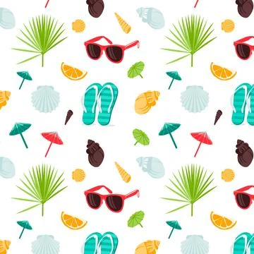 Summer seamless cute colorful pattern. Vector illustration Stock Illustration