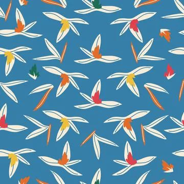 Summer Seamless floral vector pattern with leaves, buds. Calibrachoa Flower Stock Illustration