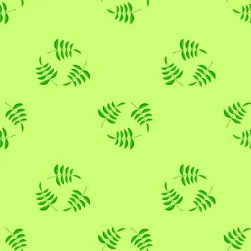 Summer Seamless Leaves Pattern Summer Green Leaves Isolated on Green Backg... Foto stock