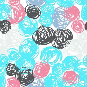 Summer Seamless pattern with abstract ornament. Colorful ink Dry brush. Pastel Stock Illustration
