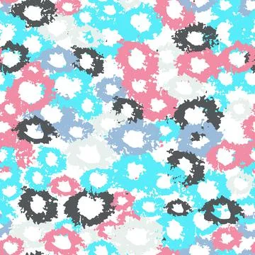 Summer Seamless pattern with abstract ornament. Colorful ink Dry brush. Pastel Stock Illustration