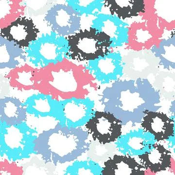Summer Seamless pattern with abstract ornament. Colorful ink Dry brush. Pastel Stock Illustration
