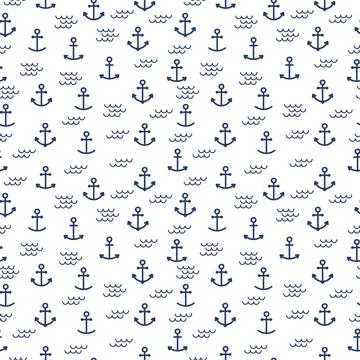 Summer seamless pattern with anchors. Cute ocean background. Perfect for wr.. Stockillustratie