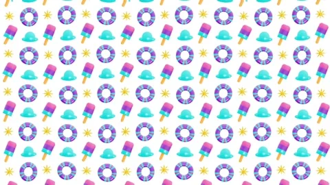 Summer seamless pattern background animation. Looping video Stock Footage 274174702