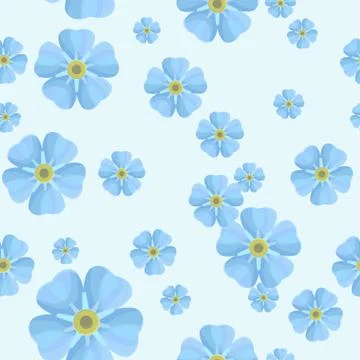 Summer seamless pattern with blue forget-me-nots Stock Illustration