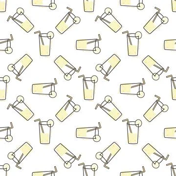 Summer seamless pattern with cocktails. Lemonade cocktail. Printing, packagin Stock Illustration