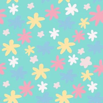 Summer seamless pattern with daisy flowers. Pink and yellow botanic elements  Illustrazione stock
