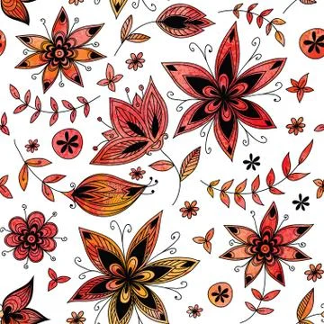 Summer seamless pattern with flowers Stock Illustration