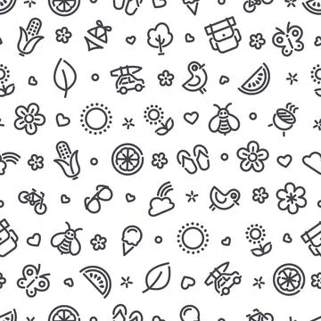 Summer Seamless Pattern with Icons Stock Illustration