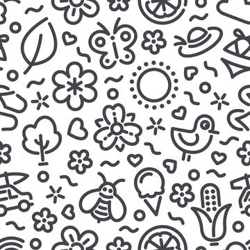 Summer Seamless Pattern with Icons Stock Illustration