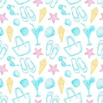 Summer seamless pattern. Stock Illustration