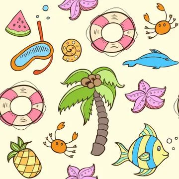Summer seamless pattern Stock Illustration