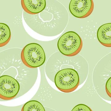 Summer seamless pattern with kiwi fruit. Stock Illustration