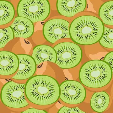 Summer seamless pattern with kiwi fruit. Stock Illustration
