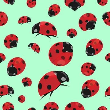 Summer seamless pattern with ladybirds Stock Illustration