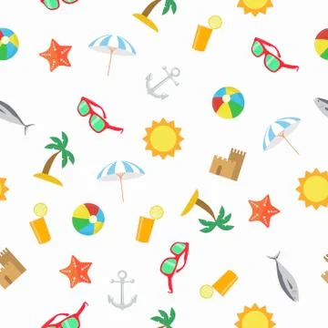 Summer Seamless Pattern or Background Stock Illustration