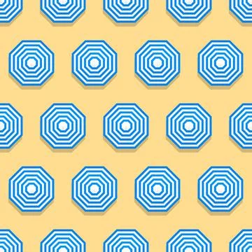 Summer seamless pattern with parasols on sand. Illustrazione stock