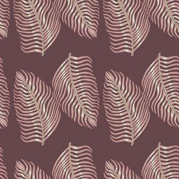 Summer seamless pattern in purple pastel tones with doodle fern leaves orname イラスト素材